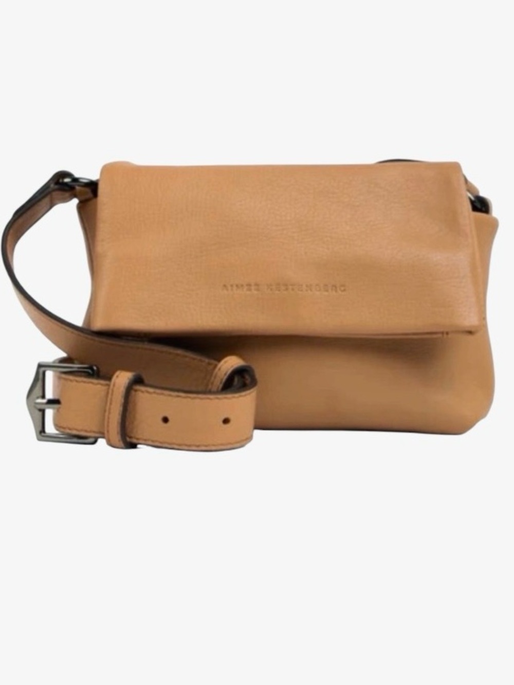 Aimee Kestenberg Broadway Camel Tan Pebbled Leather Mini Crossbody Bag Purse